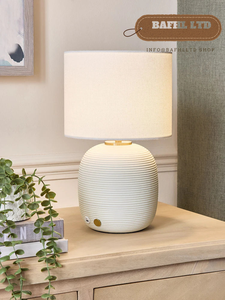 Ivory Hadleigh Rechargeable Touch Wireless Table Lamp